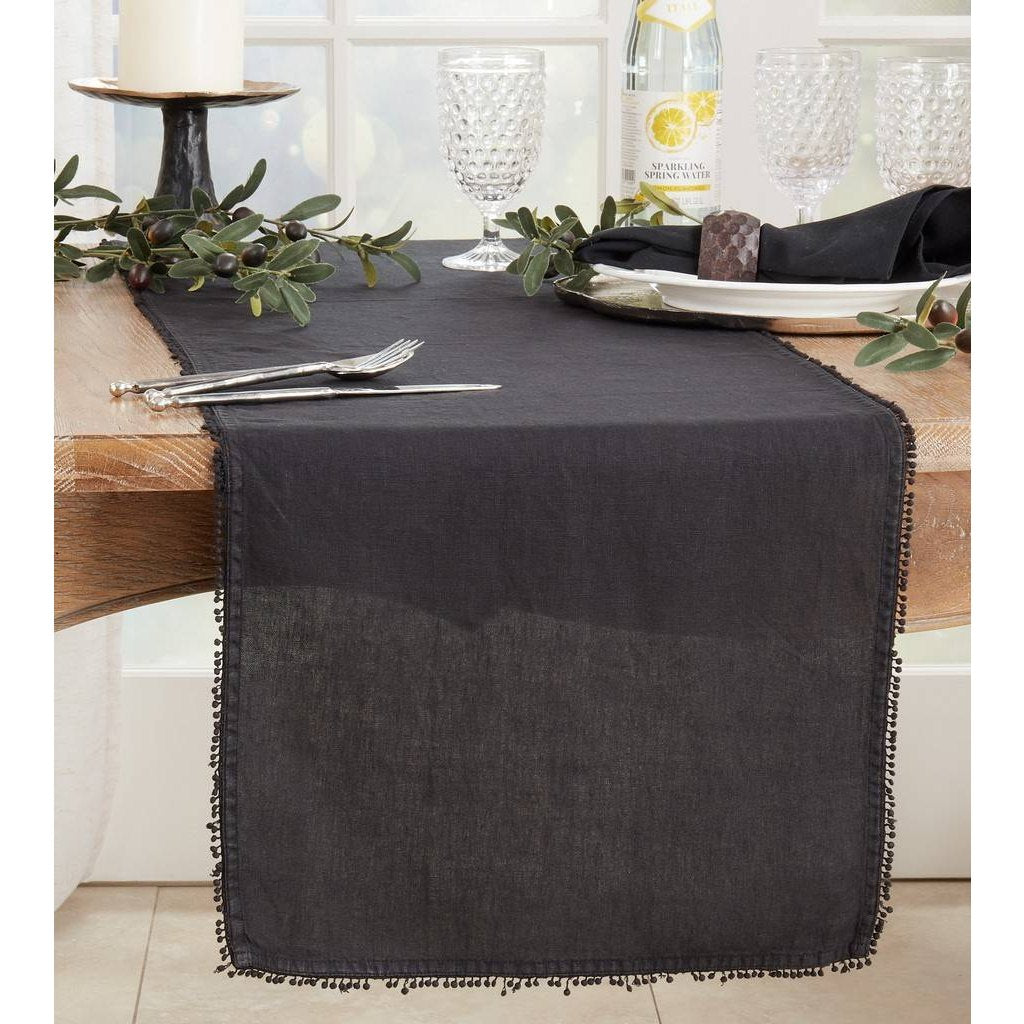Pom Pom Design Table Runner - Black-thumbmail-3