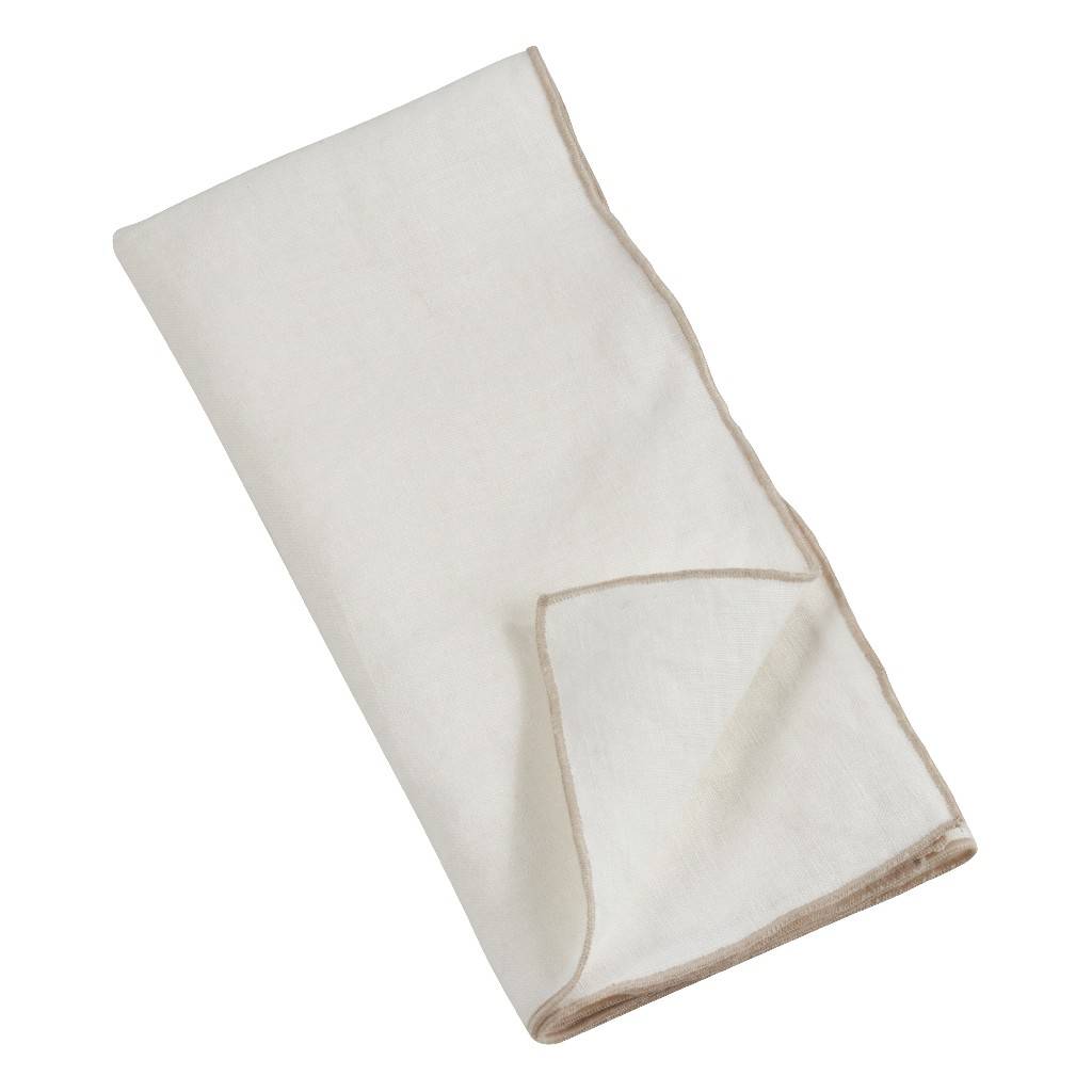 Stonewashed Stitch Border Table Napkins - Ivory (Set of 4)