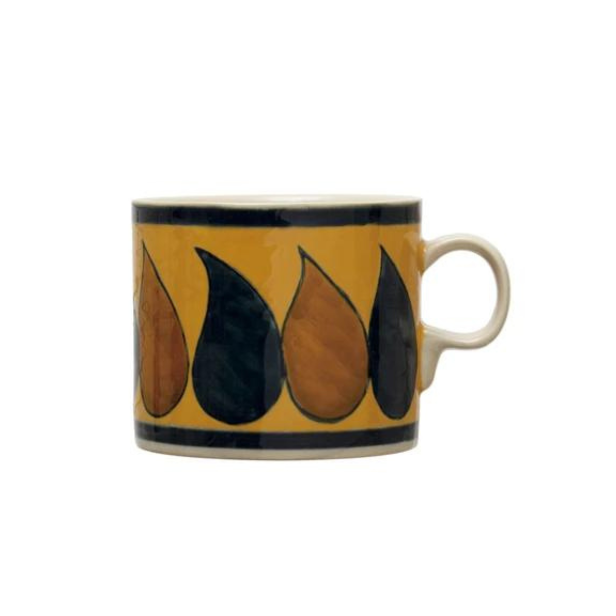 16 oz. Hand-Painted Stoneware Mug w/ Pattern