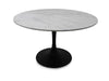 Valencia Round Dining Table - White Marble/ Sleek Matte Black Base