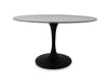 Valencia Round Dining Table - White Marble/ Sleek Matte Black Base