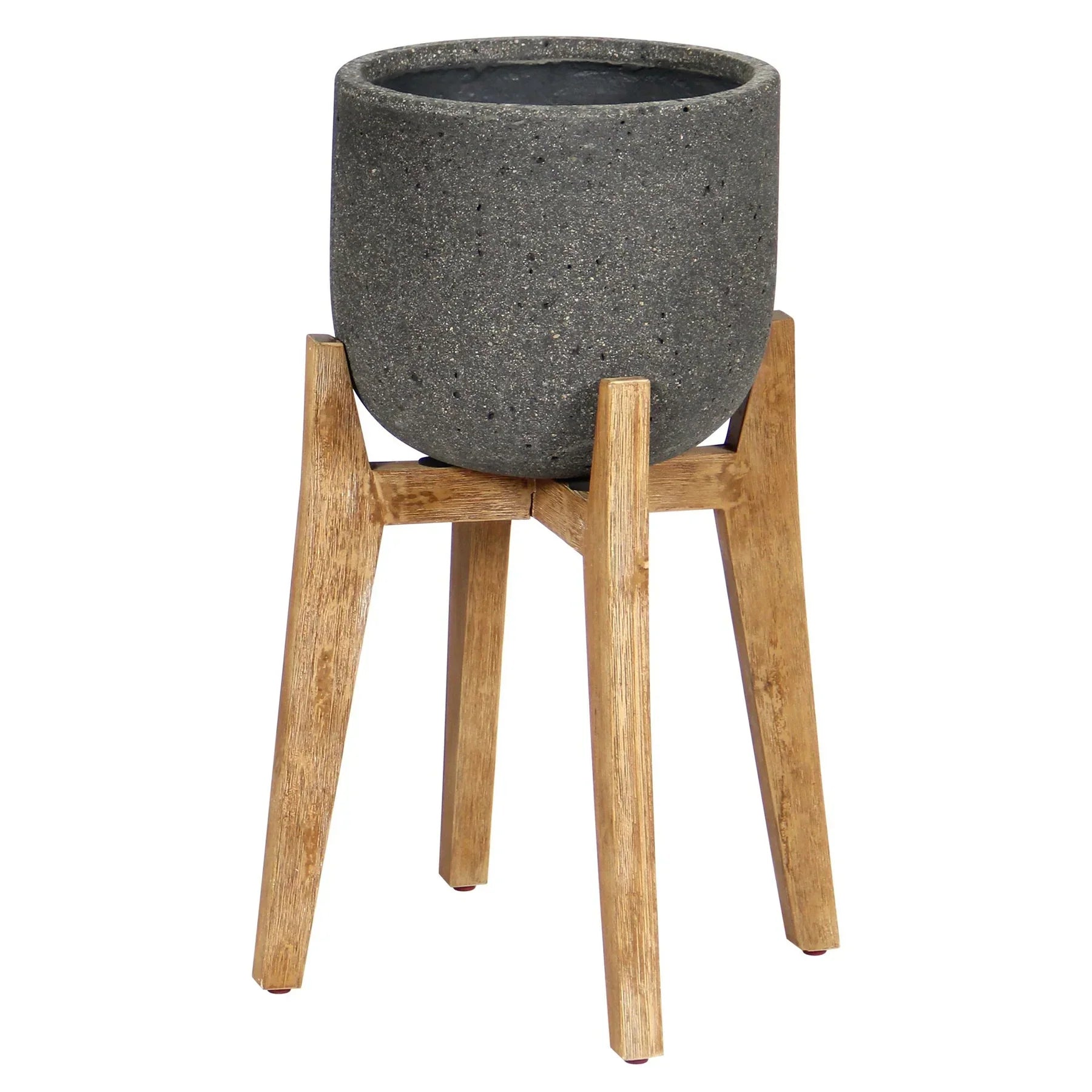 Patio Small Round Standing Pot - Grey Stone-thumbmail-1