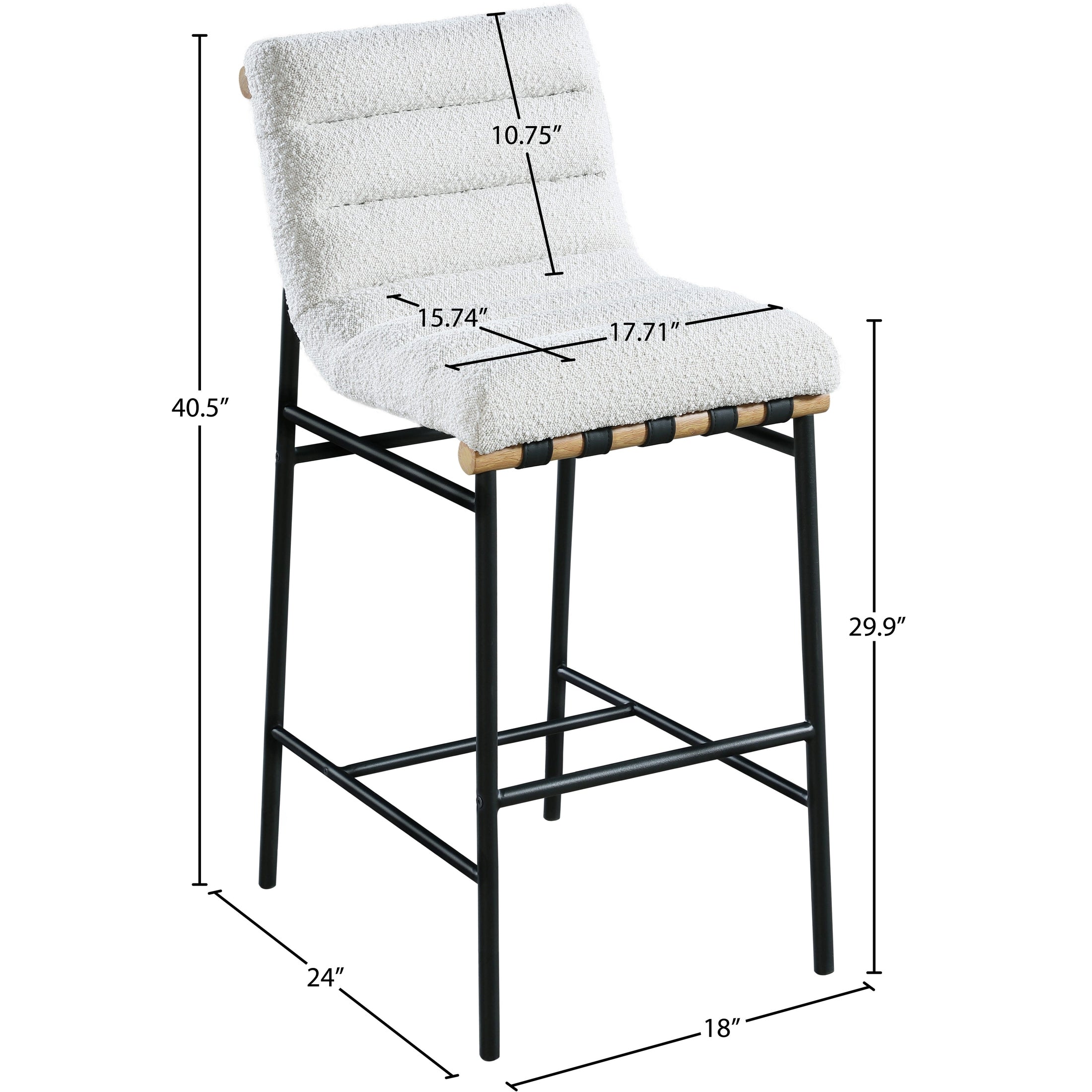 MARU BOUCLE FABRIC COUNTER STOOL - CREAM