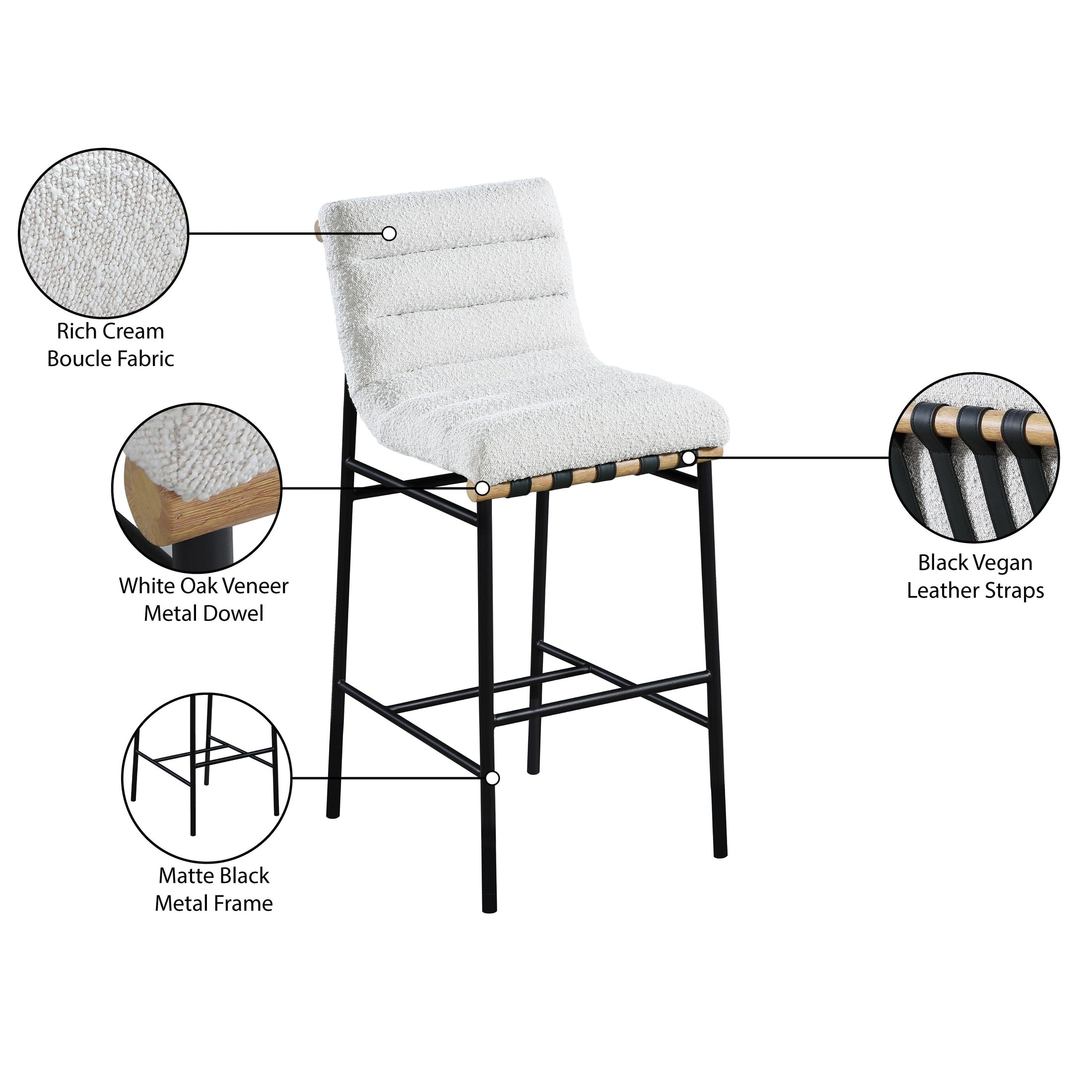 MARU BOUCLE FABRIC COUNTER STOOL - CREAM