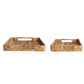 Decorative Hand-Woven Rattan Trays w/ Handles, Natural, Set of 2