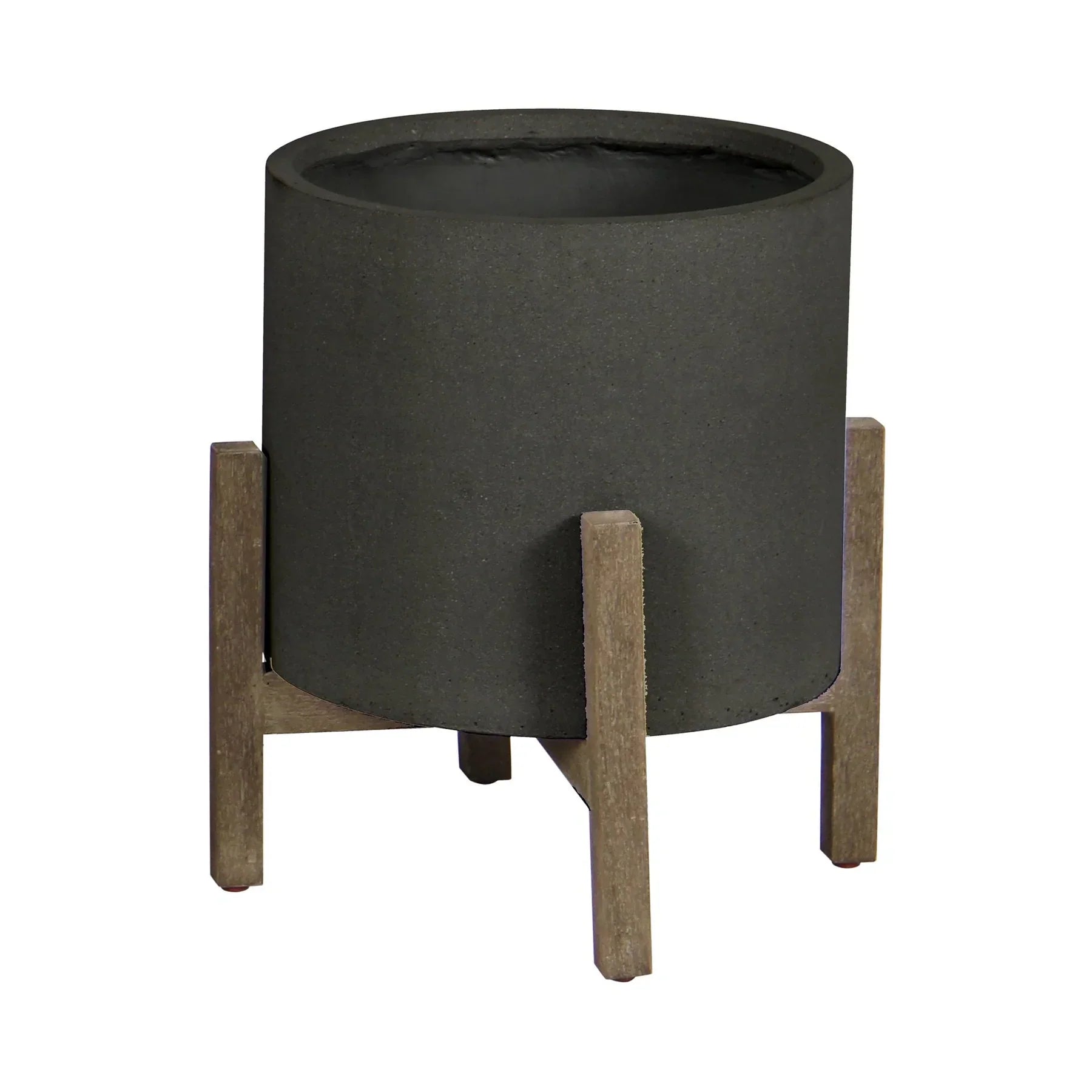 Patio Round Standing Pot Small - Black Stone-thumbmail-1