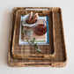 Decorative Hand-Woven Rattan Trays w/ Handles, Natural, Set of 2