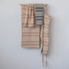 Cotton Double Cloth Striped Tea Towels w/ Jute & Wood Bead Tie- Set of 2