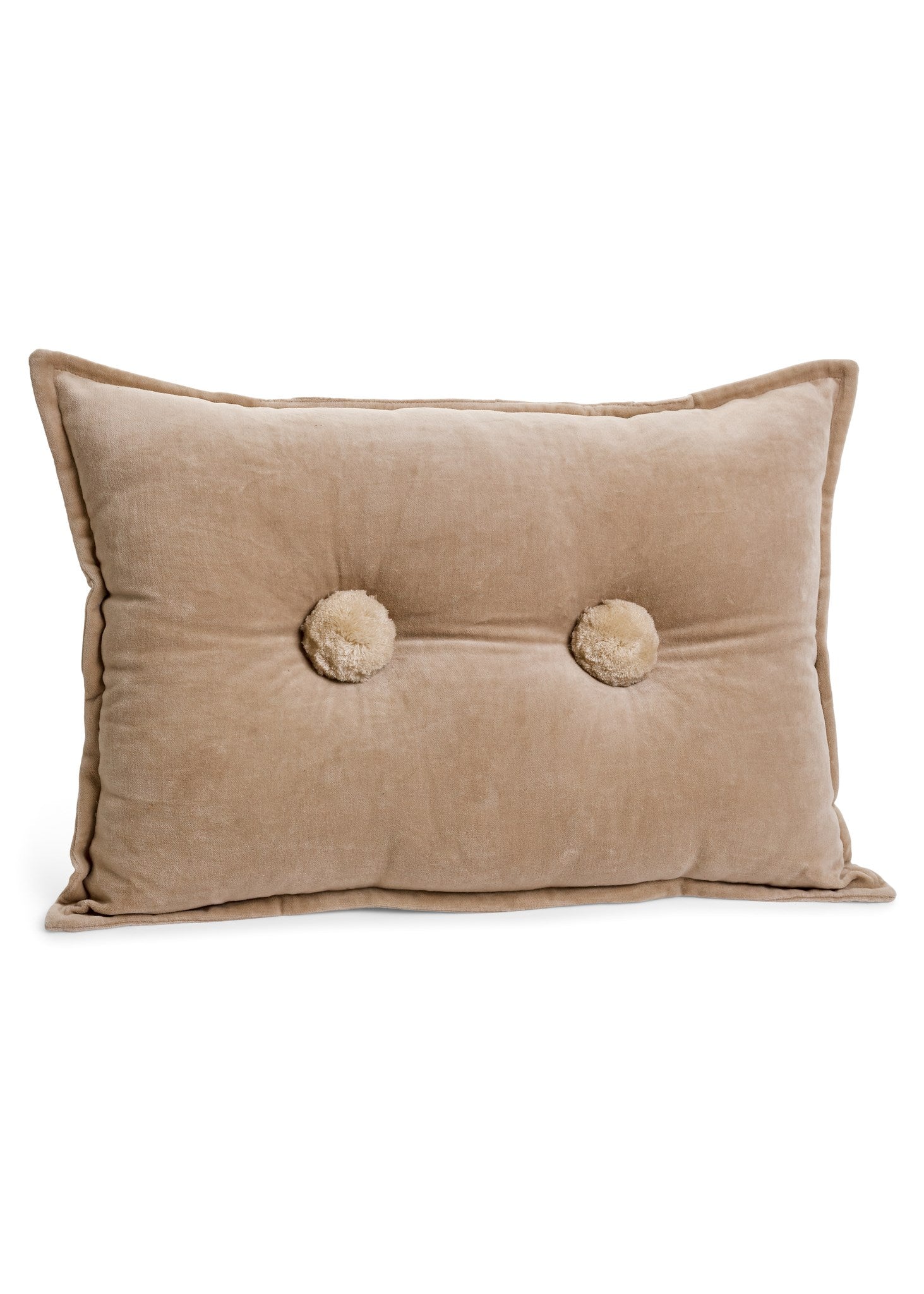 CUSHION BUBBLE FILLED COTTON VELVET BEIGE 14X20