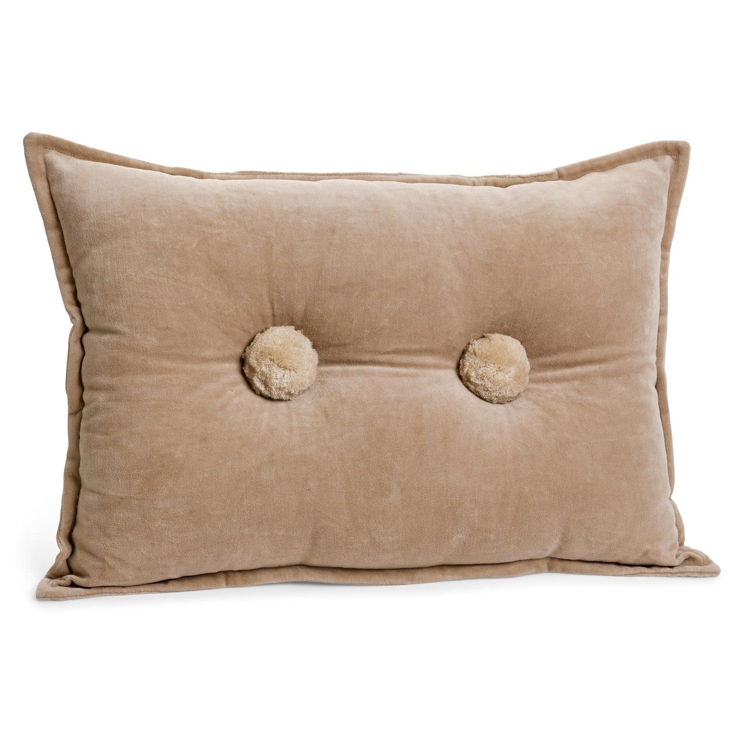 CUSHION BUBBLE FILLED COTTON VELVET BEIGE 14X20