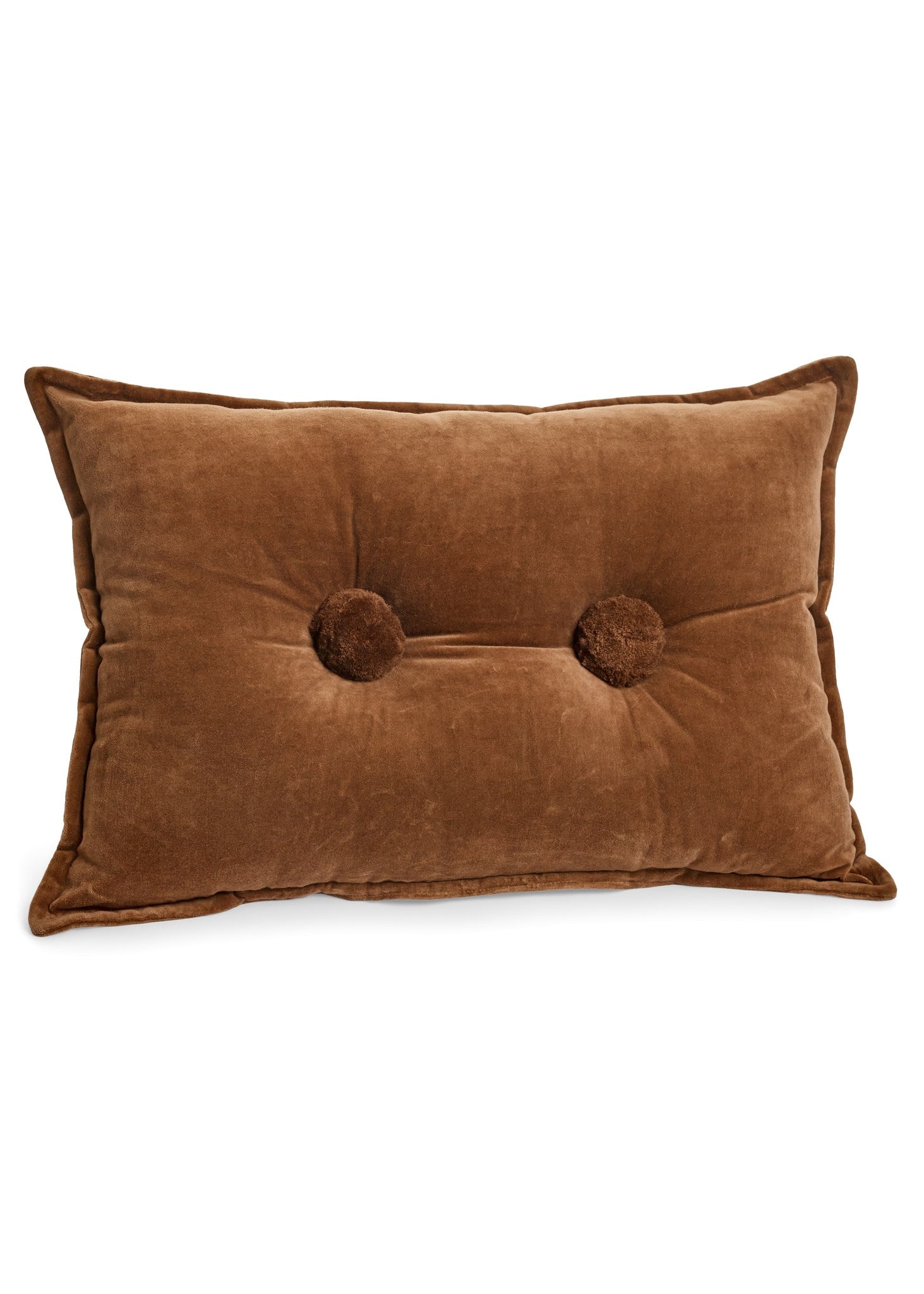 CUSHION BUBBLE FILLED COTTON VELVET BROWN 14X20