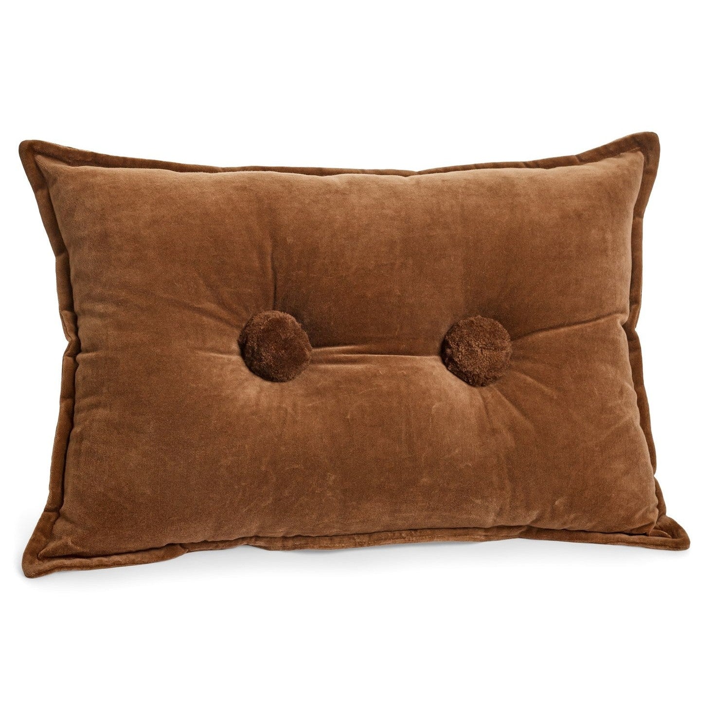 CUSHION BUBBLE FILLED COTTON VELVET BROWN 14X20-thumbmail-1