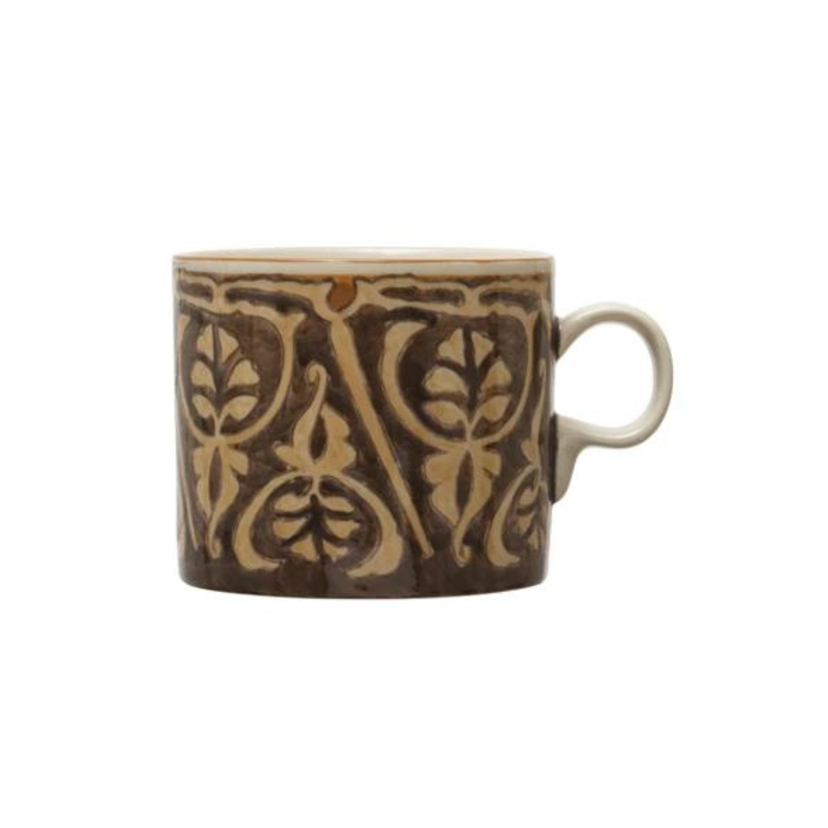 16 oz. Hand-Painted Stoneware Mug w/ Pattern