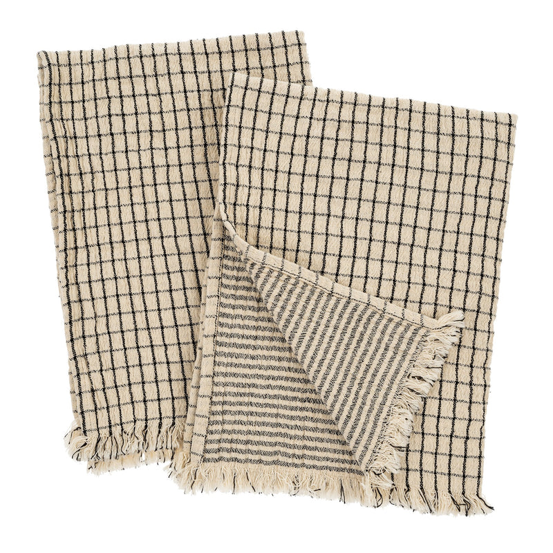 Stripe & Check Reversible Tea Towels S/2