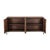 Front view with all cabinet doors open showcasing the generous internal storage capacity and sturdy wood construction