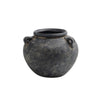 Black Low Round Terracotta Vase With Handles
