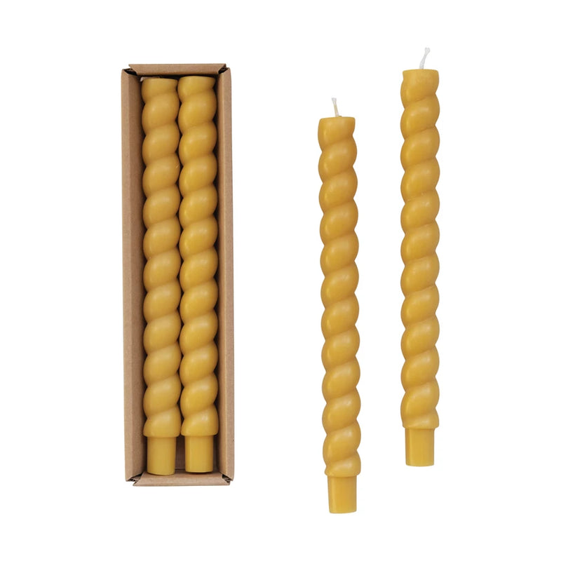 Unscented Twisted Taper Candles in Box, Set of 2