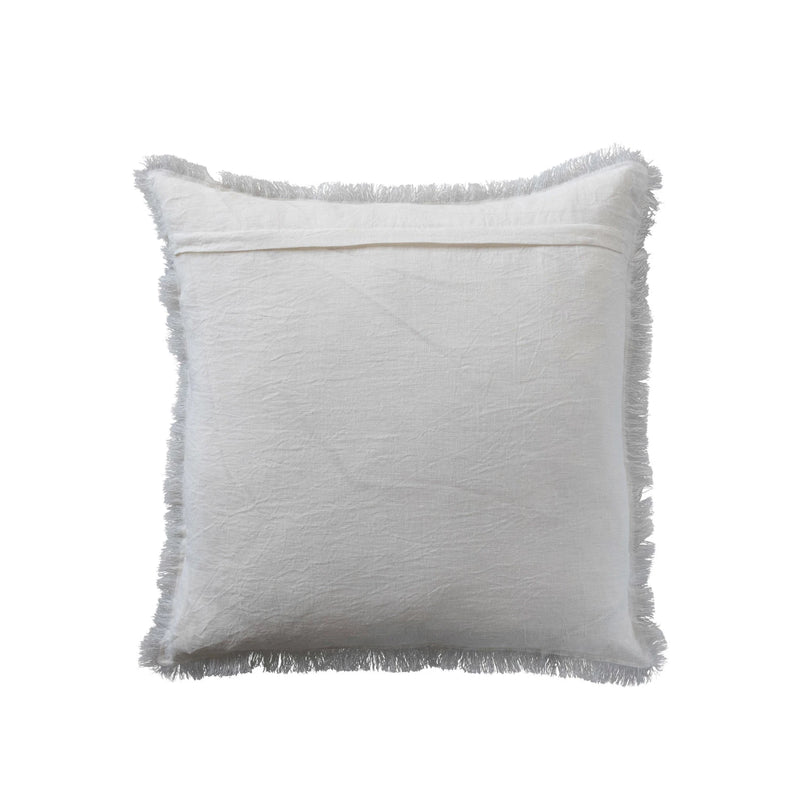 20" Square Stonewashed Linen Pillow w/ Fringe
