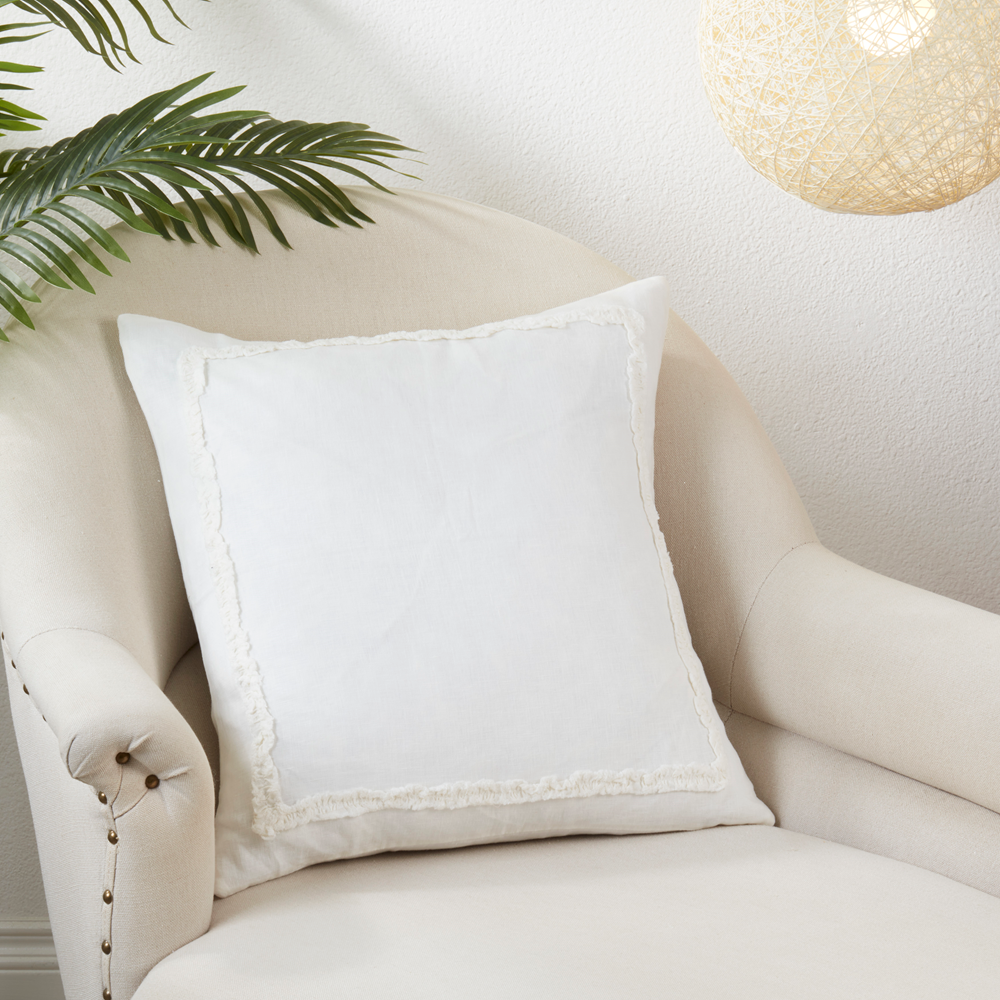 Ruffled Design Pillow - Down Filled Ivory