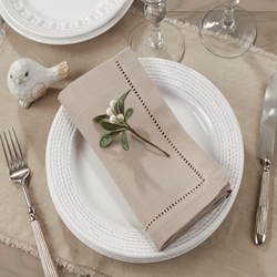 Hemstitched Border Napkin Taupe-thumbmail-2