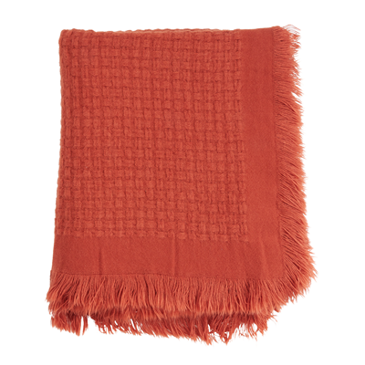 Waffle Weave Throw Rust