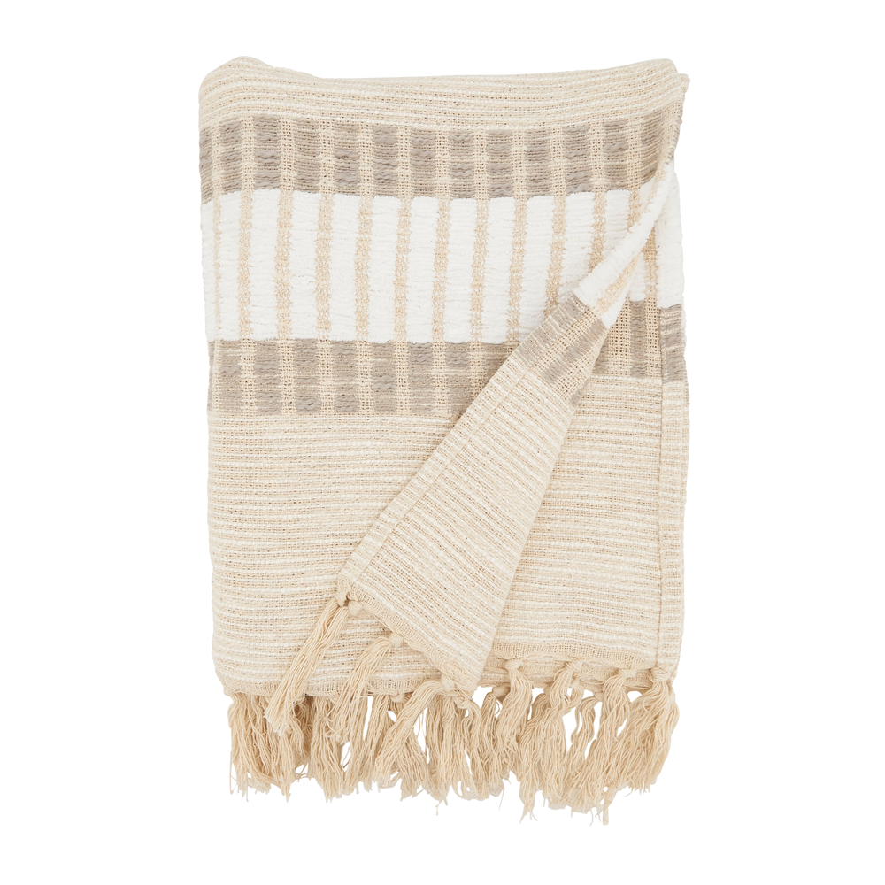 Woven Striped Throw Natural