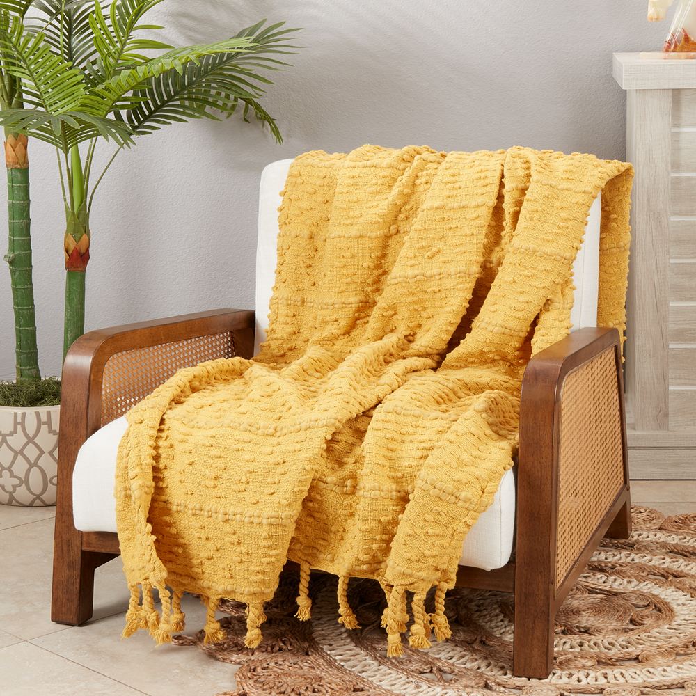 Woven Stripe Throw Mustard