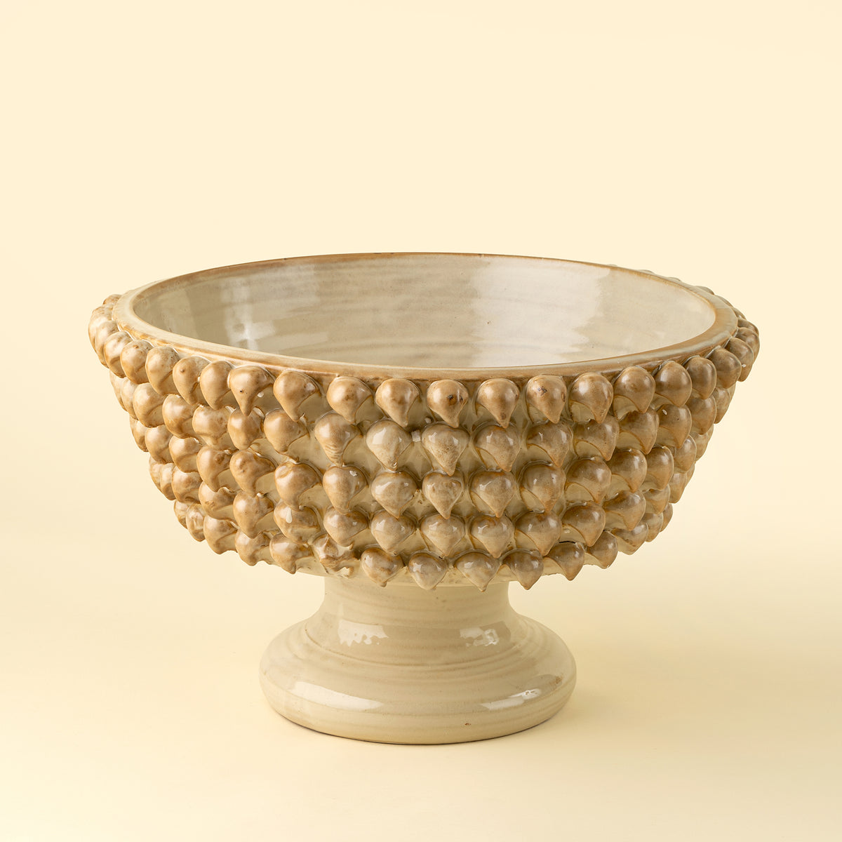 Citadel Terracotta Pedestal Bowl, Cream-thumbmail-1
