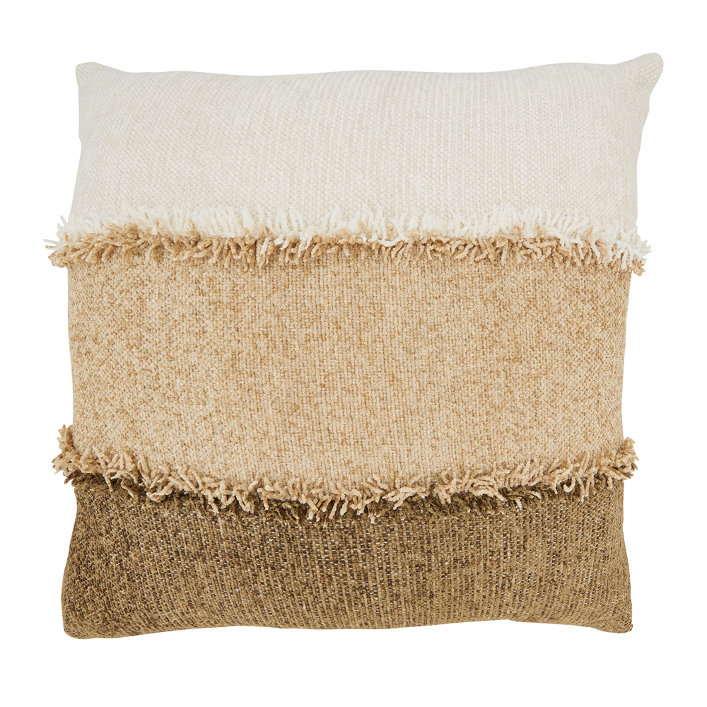 Color Band Fringe Pillow Natural