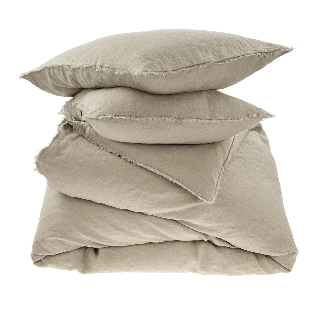 Lina Linen Queen Duvet Set Driftwood