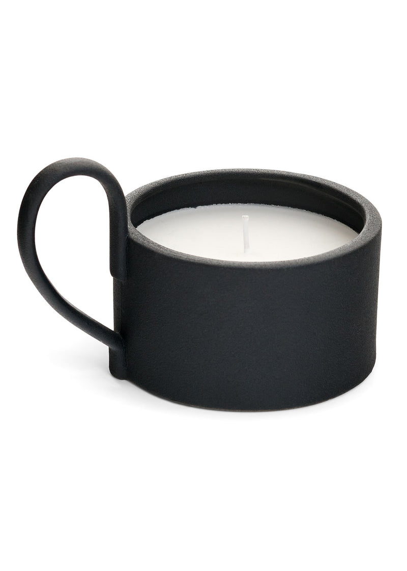 CANDLE IN PORCELAIN W/HANDLE BLACK