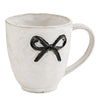 MUG WITH BOW STONEWARE WHITE-BLACK
