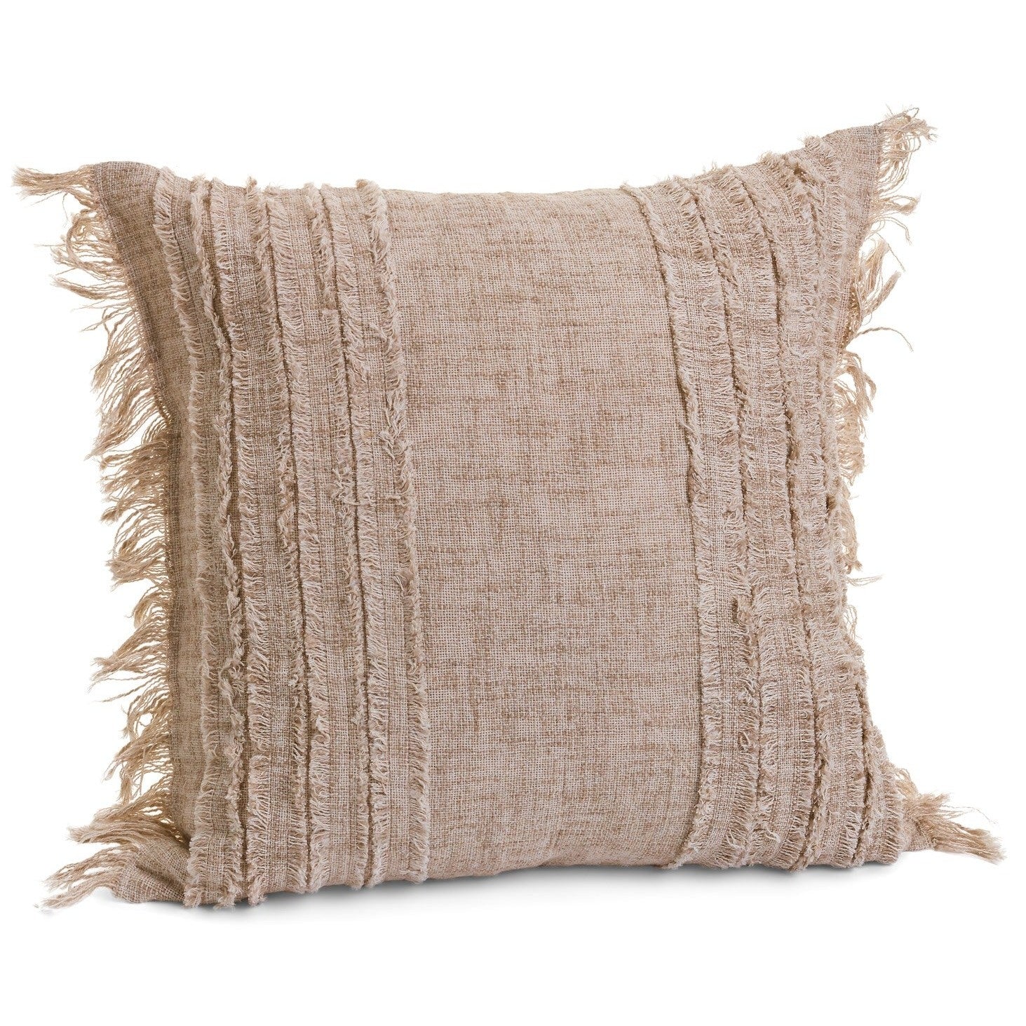 Cus Linen/cott W/ Fringe Det Pillow