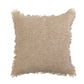 20" Melange Jute & Cotton Blend Pillow w/ Fringe, Polyester Fill