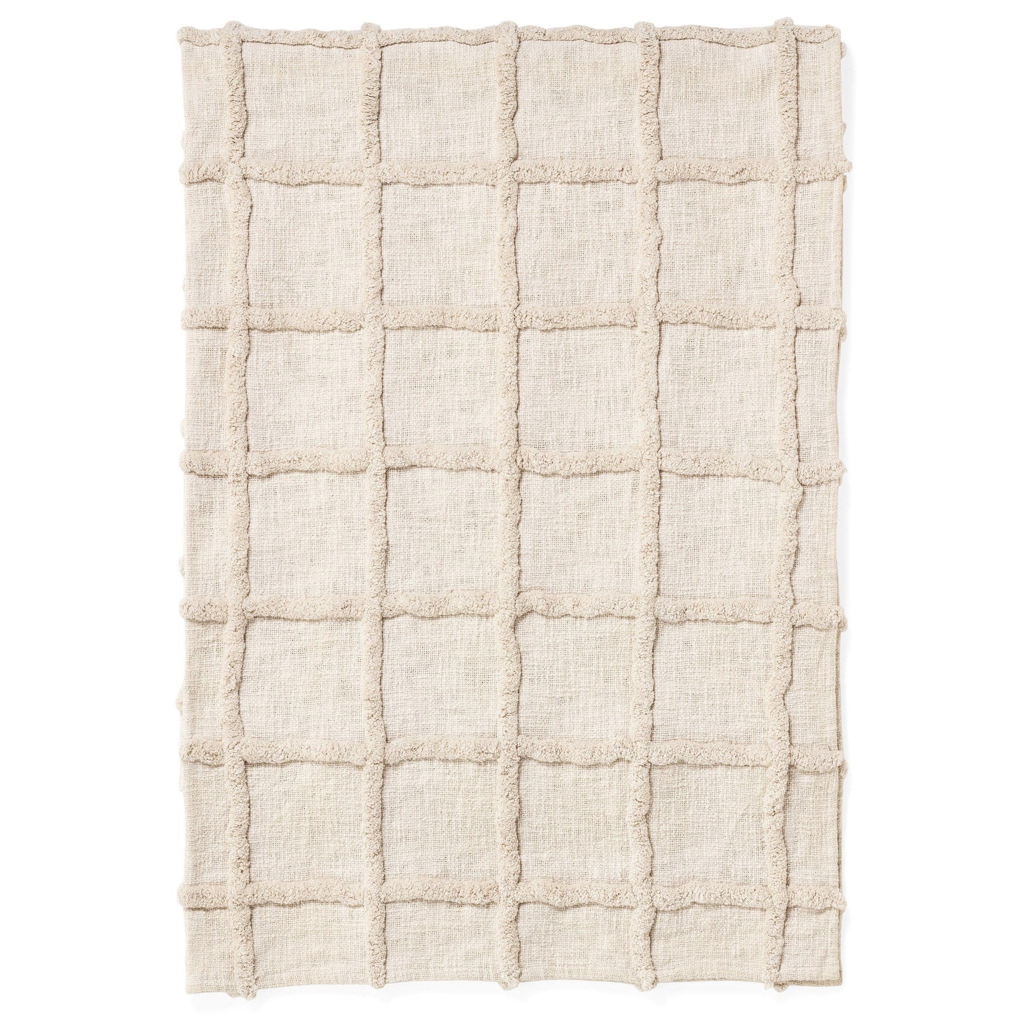 Throw Cot Tuft Grid Nat