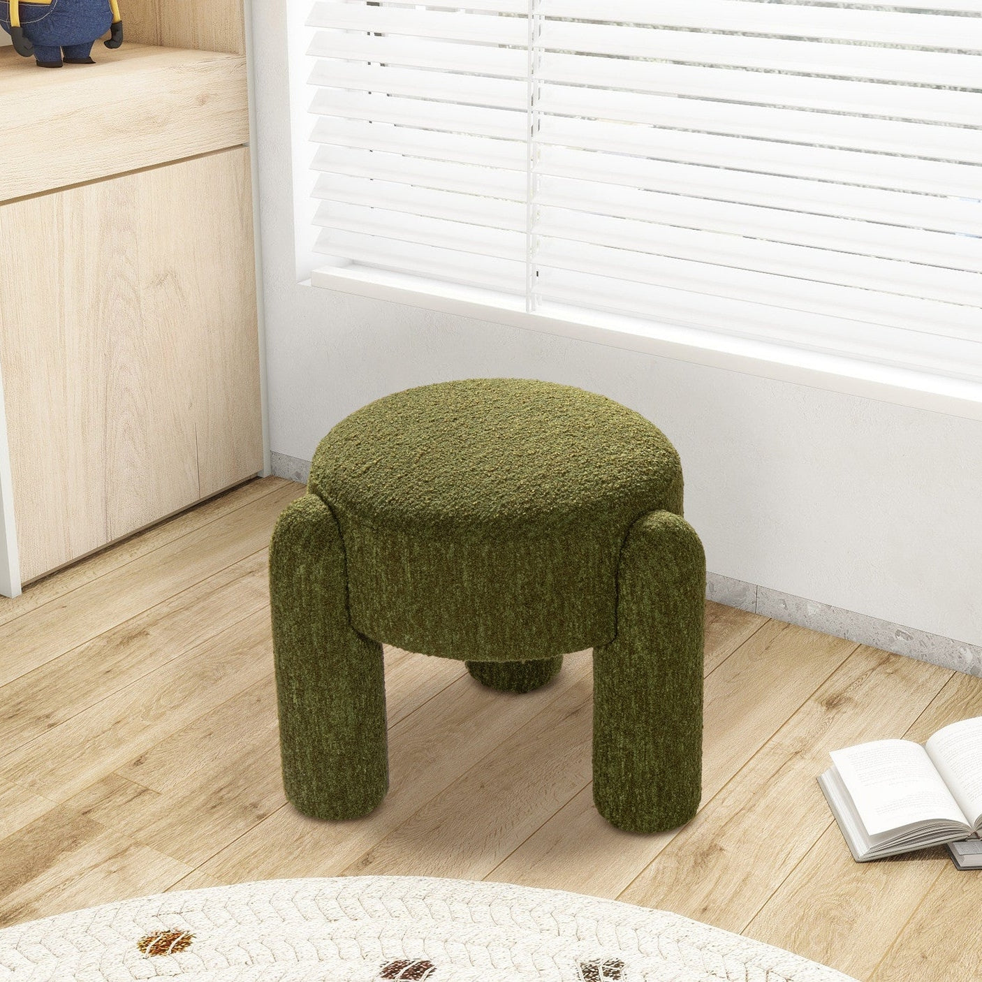 Olea Boucle Ottoman - Moss Green-thumbmail-2