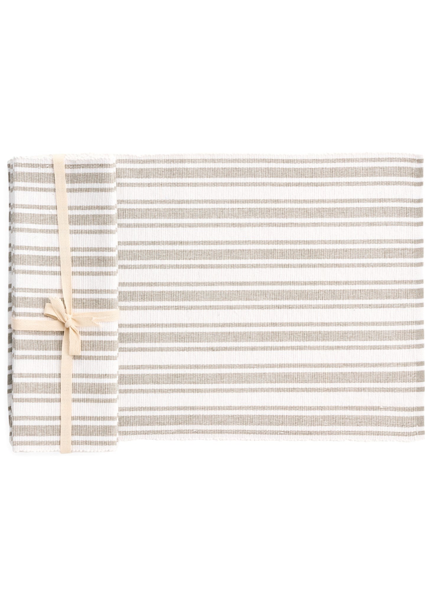 Ribbed Placemat Cott Striped Taupe-white (Set of 4)