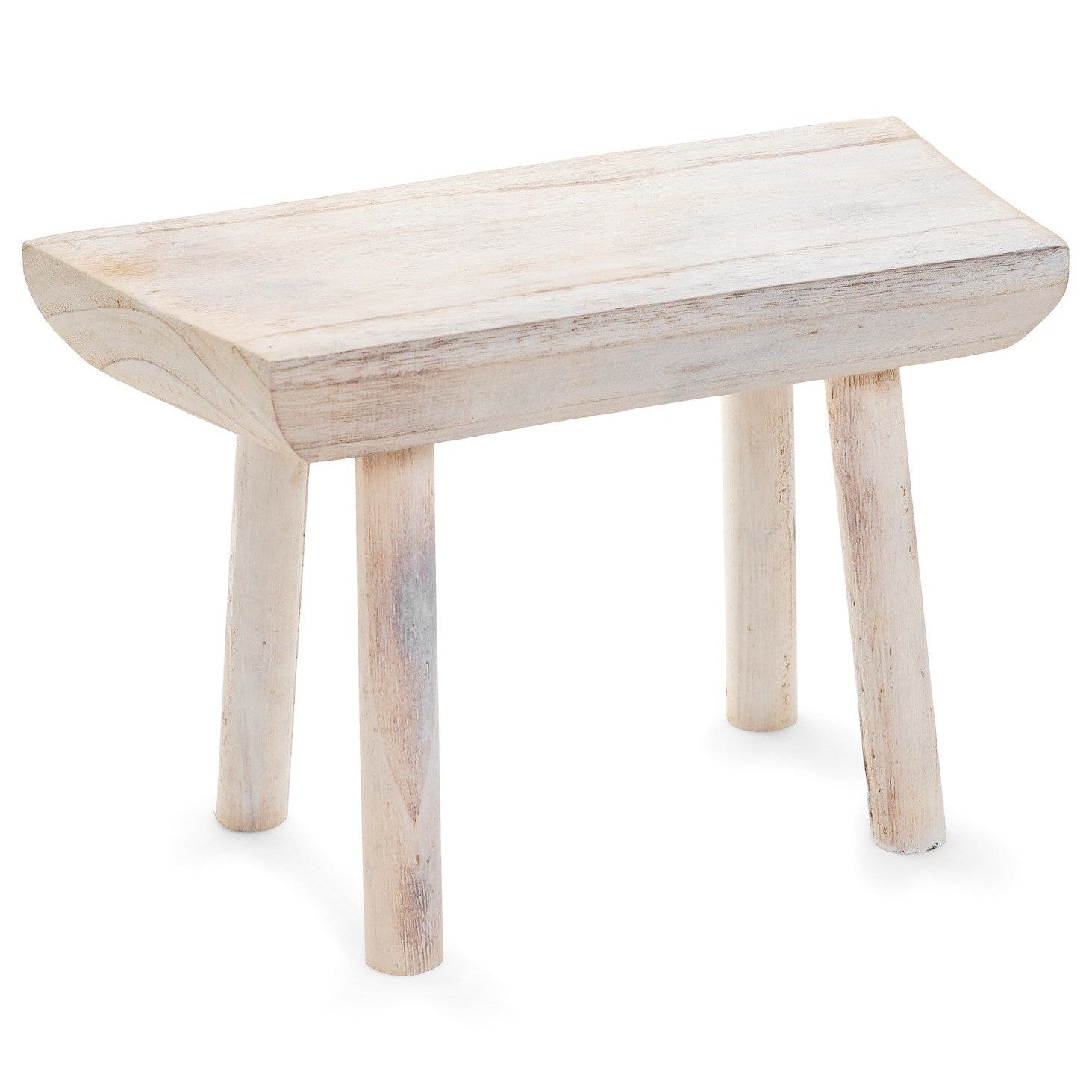 STOOL RECT PAULOWNIA WOOD WHITE WASH