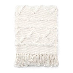 Throw Cotton Woven Zig Zag Off White