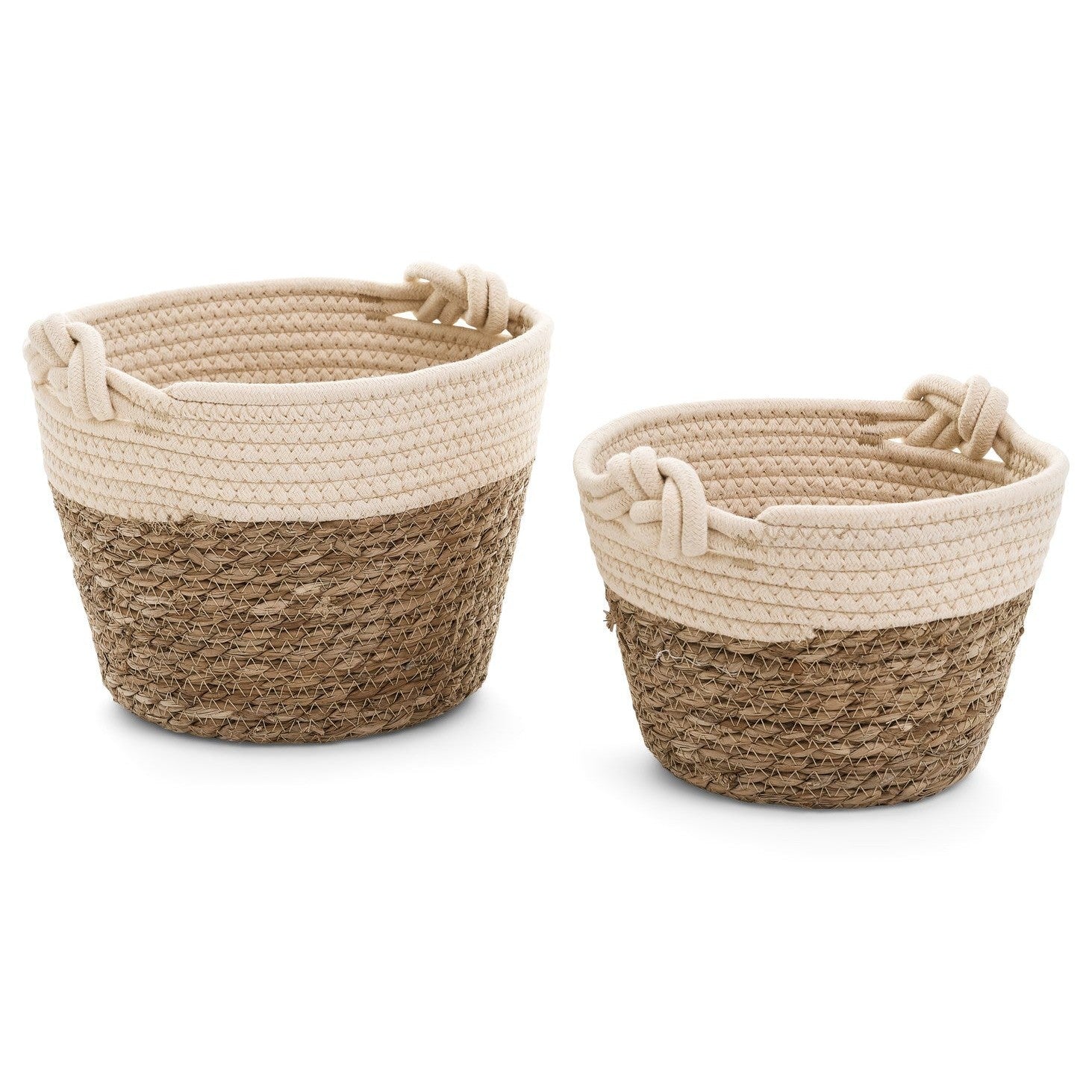 Bask Cot/grs Knotted Handles Cr-nat - Set Of 2-thumbmail-1