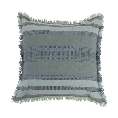 18" Woven Cotton Pillow & Eyelash Fringe, Polyester Fill