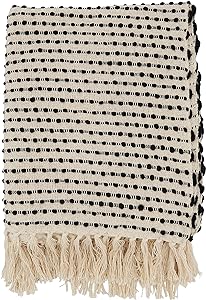Stripe Woven Throw Blanket - Black