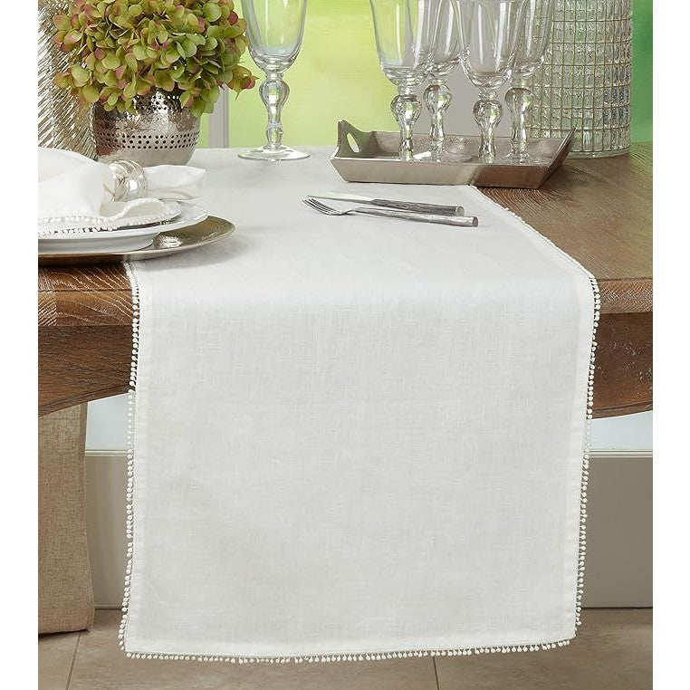 Pom Pom Design Table Runner - Ivory