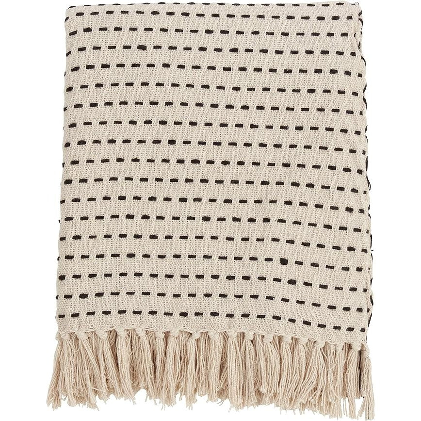 Stitched Line Throw, Ivory-thumbmail-1