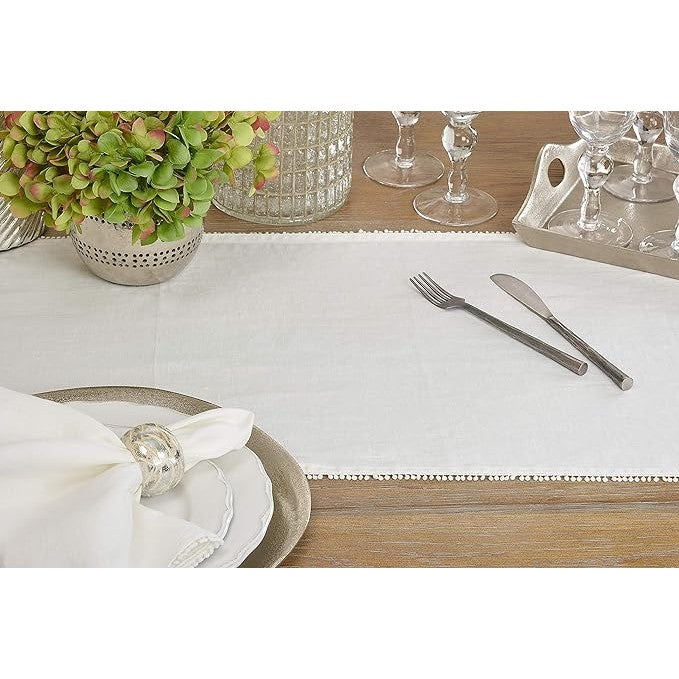 Pom Pom Design Table Runner - Ivory