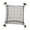 20" Linen Blend Pillow with Grid Pattern & Tassels