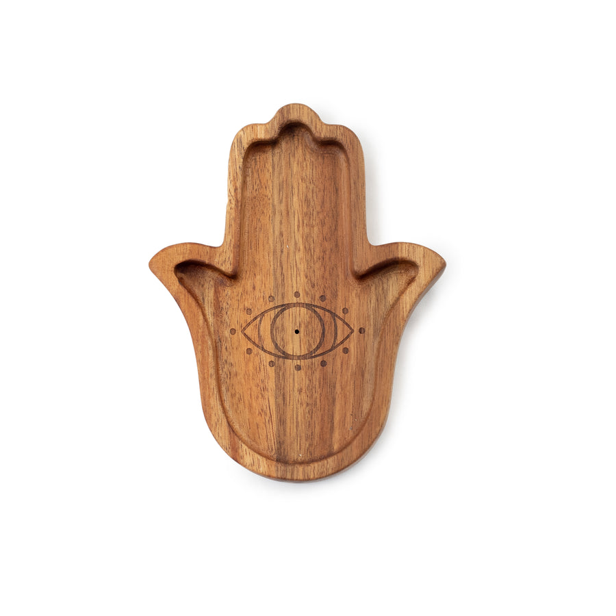 Wooden Hamsa Hand Incense Holder