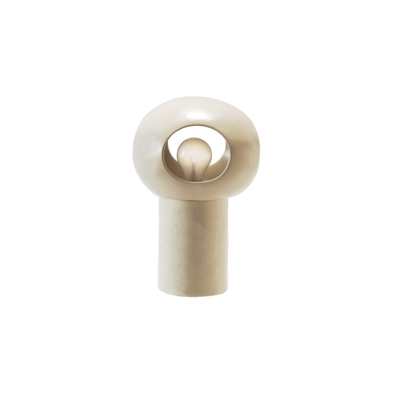 Stoneware Table Lamp w/ Cut-Outs & Inline Switch, Matte Bone Color