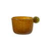 Glass Vase/Bowl w/ Ball, Opaque Amber Color & Gree