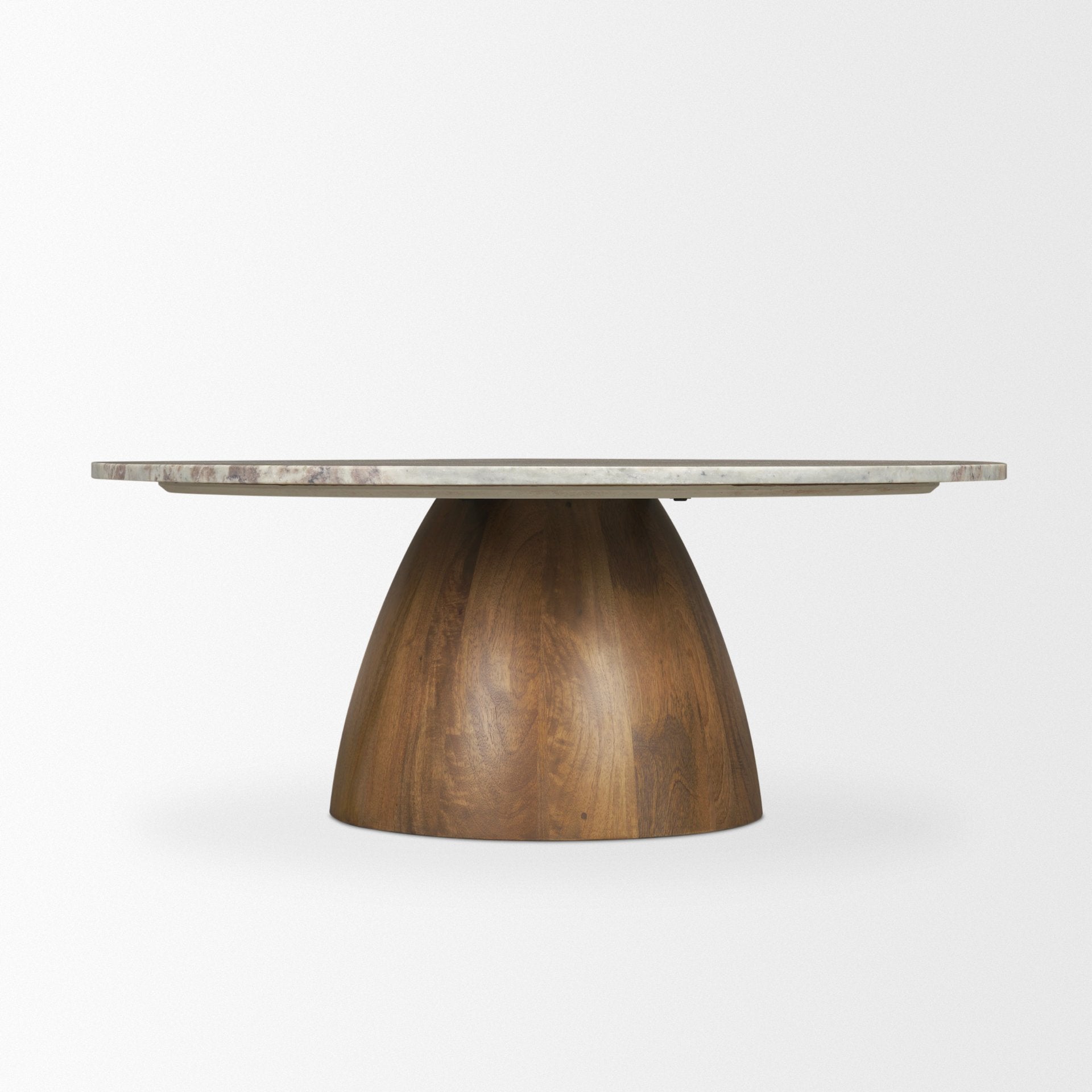 Allyson Round Brown Pedestal w/Savar Pink Marble Top Coffee Table
